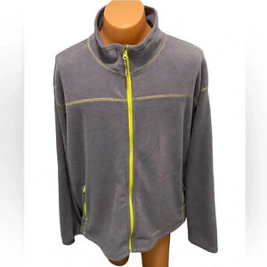 Cabela's Fleece Men's Full Zip Pockets Gray with Yellow Stitching Size 3ХLT